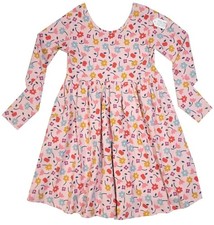 HANNA ANDERSSON 6-7 120cm L/S SKATER DRESS w/ POCKETS Floral Confetti Pink
