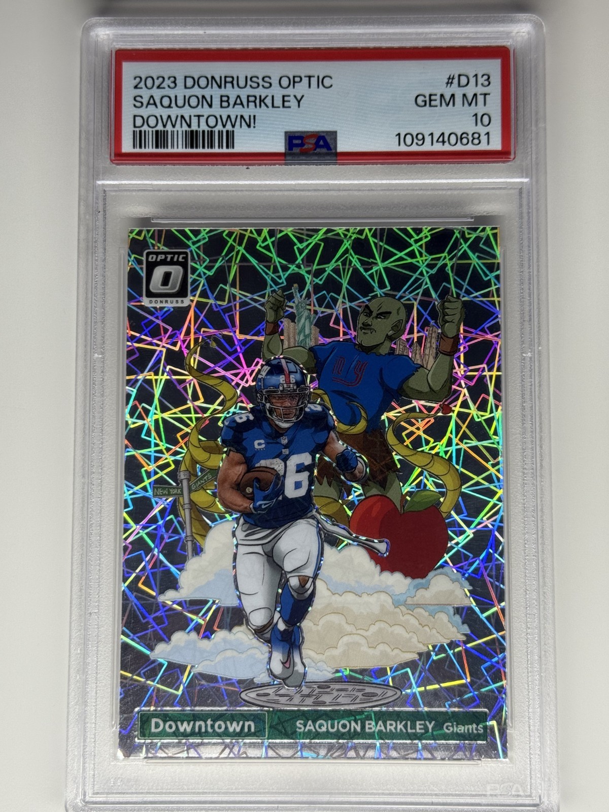 2023 PANINI DONRUSS OPTIC DOWNTOWN! #D13 SAQUON BARKLEY PSA 10
