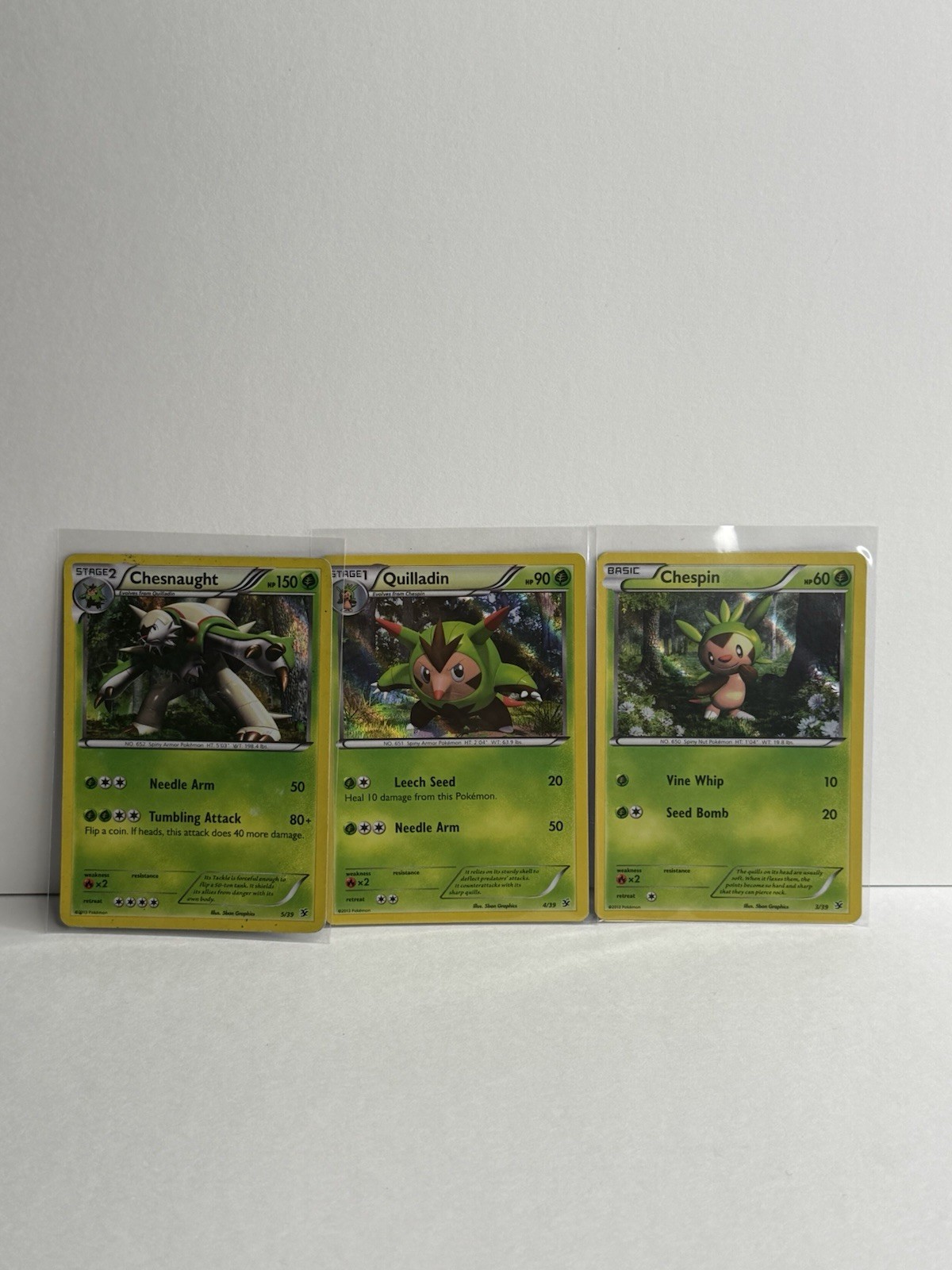 Chespin 3/39, Quilladin 4/39, Chesnaught 5/39-Kalos Starter Set Holo Pokemon Lot
