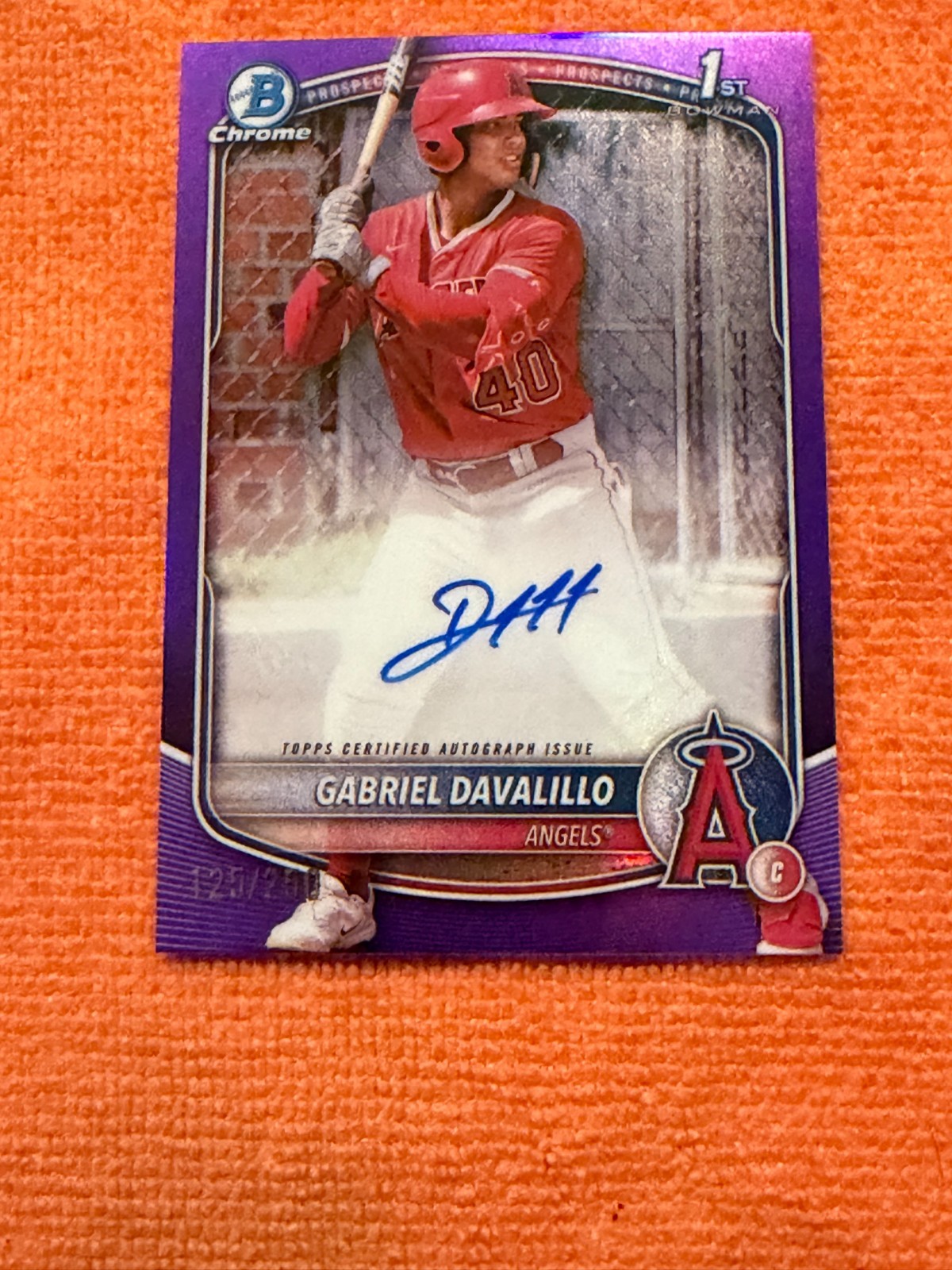 2025 Gabriel Davalillo Bowman Chrome 1st Purple Auto /250
