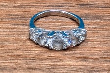 Vintage Graduated 5  Stone CZ Sterling Silver Band   Size 5   Timeless Sparkle