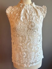 Nanette Lapore Ivory  Lace Sleeceless Top (Sheer) - Size S