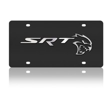 Dodge SRT Compatible Carbon Steel Decorative Front License Plate Hellcat Logo