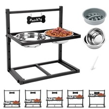 Elevated Dog Bowls with Slow Feeder Dog Bowls, 5 Height Adjustable Raised Bow...