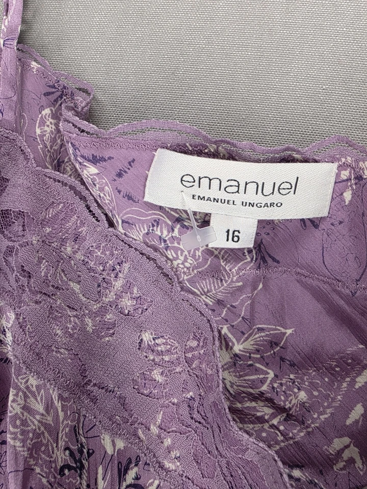 Camiseta sin mangas Babydoll con correa de espagueti 100 % seda Emanuel Ungaro 16 cachemira Y2K nueva con etiquetas Foto 3 de 4