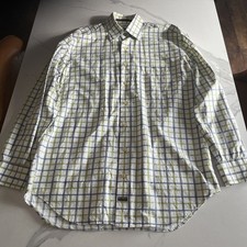 Robert Talbott Carmel Mens Plaid Blue  Green Button Front Shirt M Cotton EUC