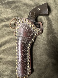 Antique Vintage Colt SAA Single Action Holster Brass Rivets 