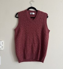 Vintage Braemar 100 Scottish Shetland Wool Vest Mens Large Purple Pink FLAW