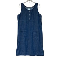 VTG Susan Bristol Denim Dress A Line Pockets Buttons Large Western Country 90s