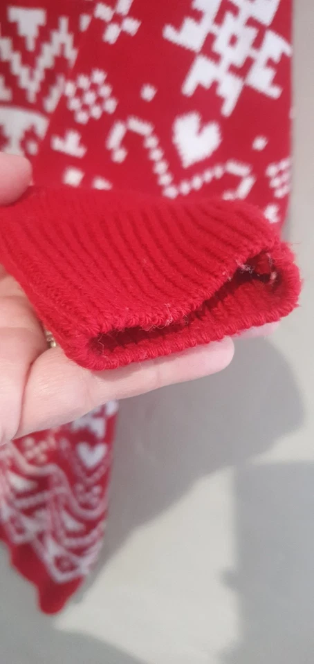 PRETTY BOOHOO RED WHITE FAIRISLE KNITTED CHRISTMAS JUMPER DRESS SIZE 16 18 - Image 4 of 4