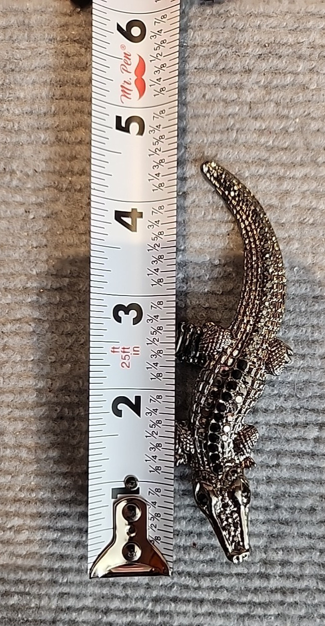 Ring Rhinestone Alligator Statement Stretch Black… - image 9