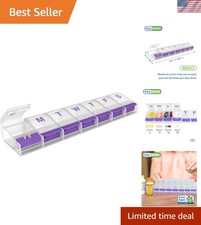 XL Weekly 7-Day Pill Organizer - Arthritis-Friendly Medicine Planner, BPA-Free