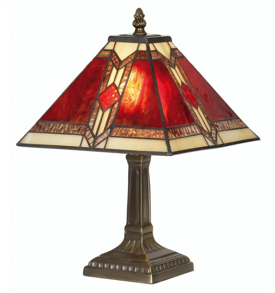 Tiffany Table Light Floor Antique Aztec Red 230mm Oaks Lighting OT 2408/9 TL