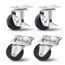 POWERTEC 2 Inch Swivel Caster Wheels Set of 4 2 inch, 264lbs, Silver, Black 