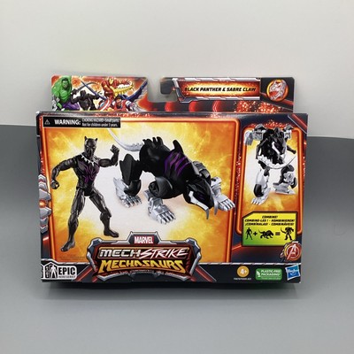 Marvel Mech Strike Mechasaurs 4'' Black Panther & Sabre Claw 2023 Hasbro