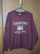 Stranger Things Hawkins Middle School A.V. Club Crewneck Sweatshirt Maroon Small