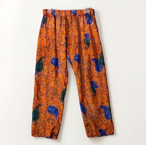 RAQUEL ALLEGRA Silk Pants Women’s Sz 1 Small Straight High Waist Orange Blue