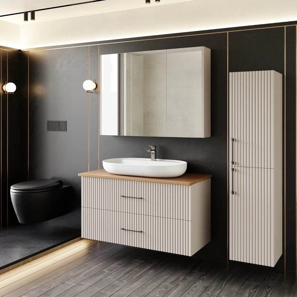 Badmöbel-Set 60/80/100 cm – Badezimmerschränke, Keramikwaschbecken, Hochschränke - Bild 3 von 4