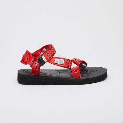 SUICOKE DEPA-CAB-PT02 OG-022CPT02 Red Black Paisley Slides Sandals Slippers