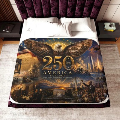America Eagle Collage Sherpa Blanket Patriotic USA Anniversary