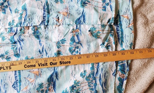 Izod Saltwater Short Sleeve Hawaiian Shirt XXL Blue Relaxed Classics Hula Girls - Picture 11 of 12