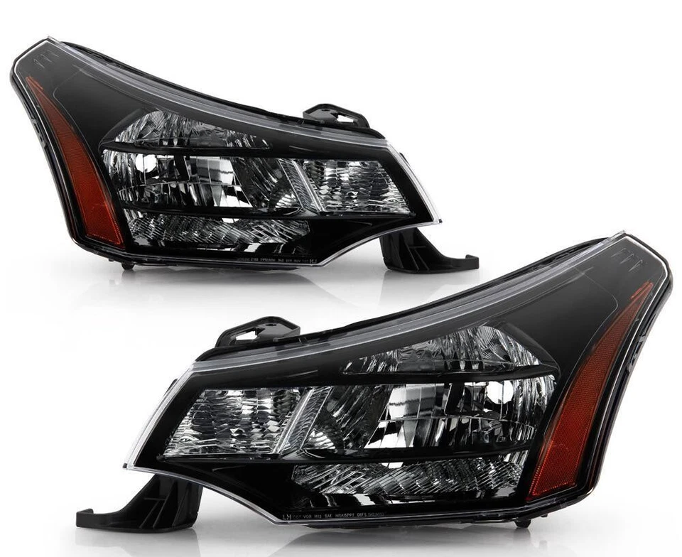Halogen Headlight For 2009-2011 Ford Focus w/ Bulb Black Crystal Pair Left+Right Foto 2 de 4