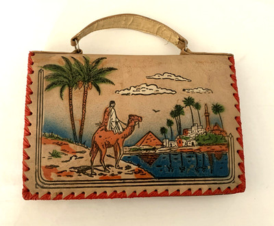 Tourist Tasche mit ägyptischem Muster sehr Vintage Leder - gebraucht