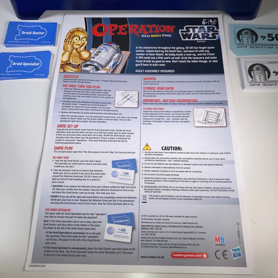 Hasbro Operation Star Wars Edition R2-D2 C3-PO Silly Skill Game See Description - Image 3 of 4