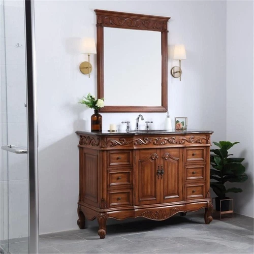 Elegant Decor Oakland 48" Single Marble Top Bathroom Vanity in Teak - Picture 17 of 18