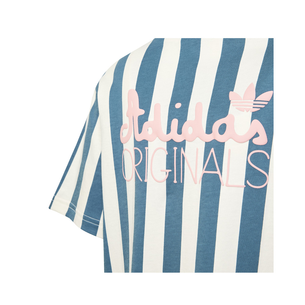 adidas Summer Glow Striped T-Shirt Dress Toddler Girls Green, White Casual KC345 thumbnail 5