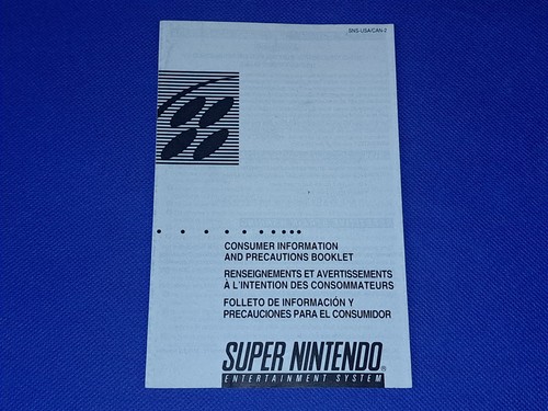 Super Nintendo SNES - Consumer Information Precautions Booklet SNS-USA/CAN-2
