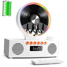 Portable CD Player with Bluetooth, Rechargeable Hi-Fi Speakers White