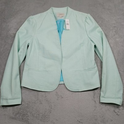 Loft Blazer Womens Large Green Professional Preppy Business Cotton Blend NWT