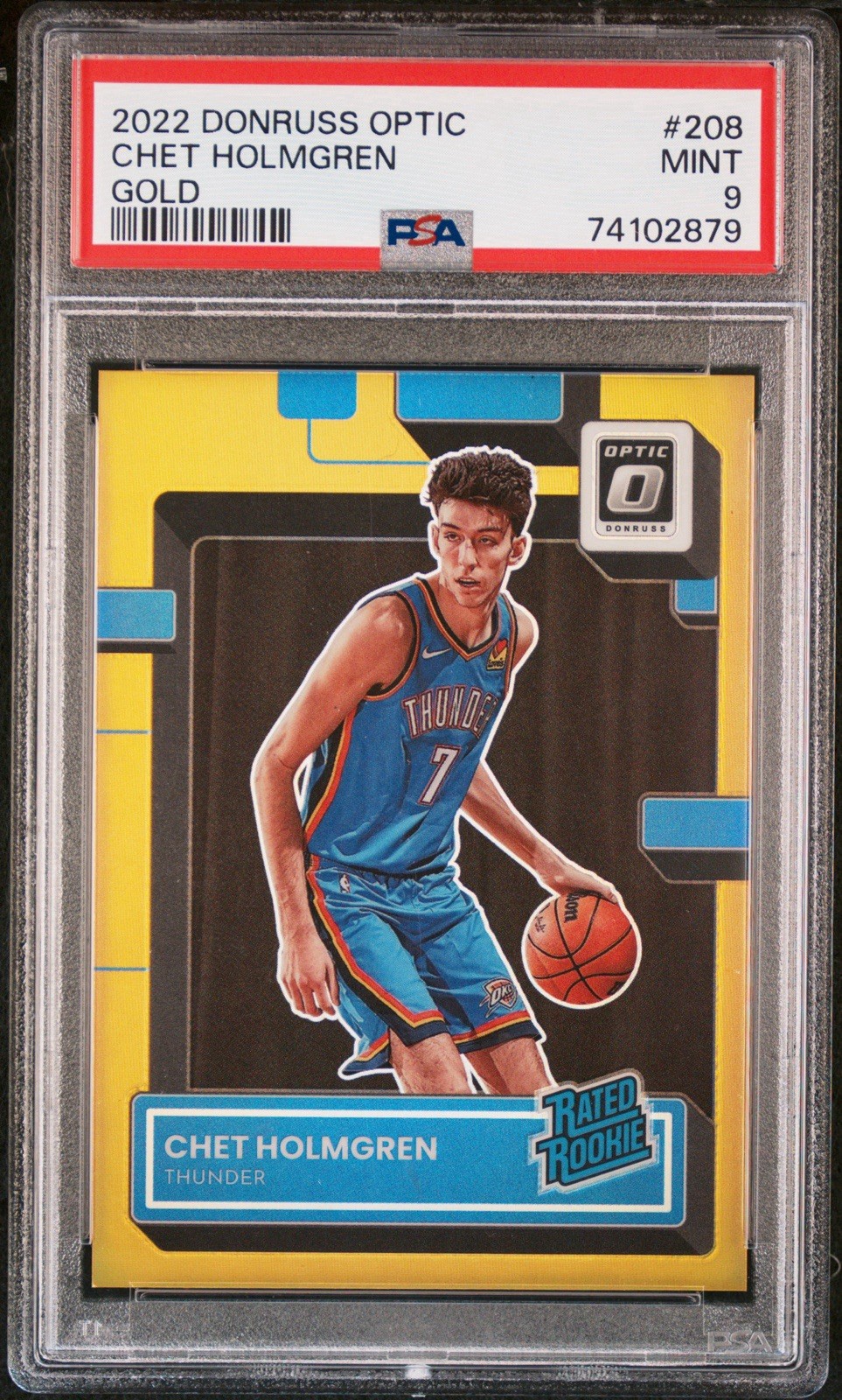 2022-23 Optic Chet Holmgren True Gold Prizm Rated Rookie Card RC /10 #208 PSA 9