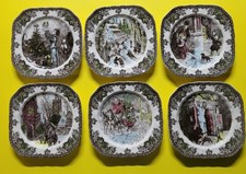 JOHNSON BROS Vintage Set of 6 Friendly Village Square Christmas Salad Plates