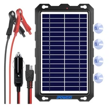7.5W Portable Solar Battery Trickle Charger - Waterproof 12V Kit for Vehicles