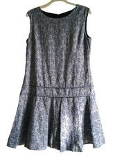 J.Crew Women's Sleeveless  Palm Jacquard Drop Waist Dress Size 10 Gray Linen...