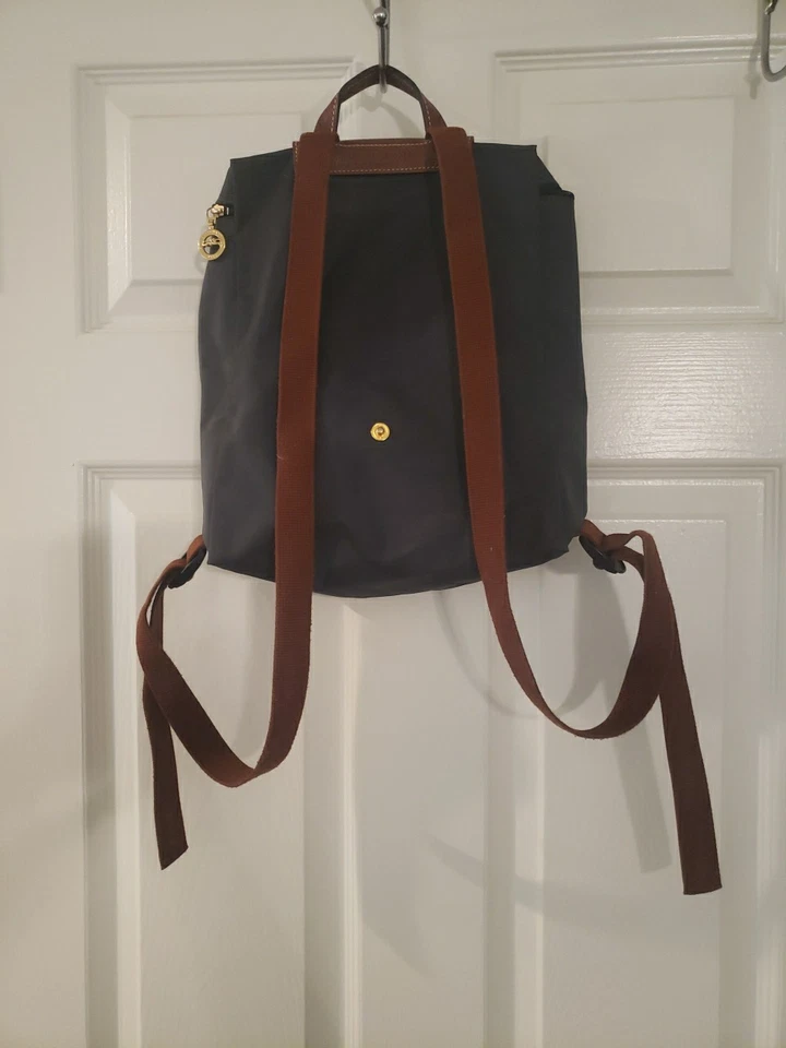 Longchamp Le Pliage Backpack Bag Navy Gold Purse Travel - Image 3 of 4