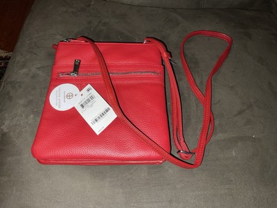 NWT Giani Bernini Pebble Leather Crossbody Organizer Purse - Red