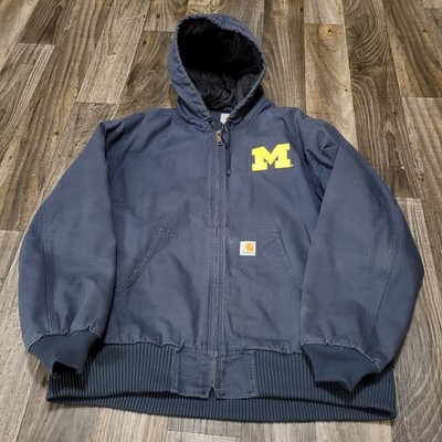 Carhartt Ripstop Hoodie Lined Men s XL 100921 412 Navy Blue Michigan NCAA