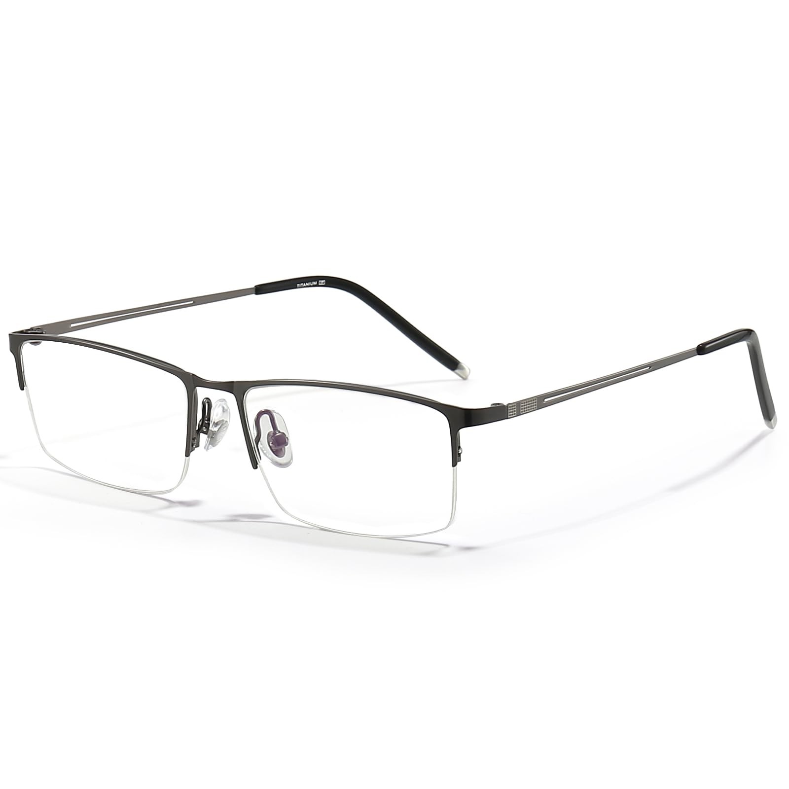 Blue Light Blocking Glasses for Men Semi-Rimless Rectangle Gaming & Computer Use-image