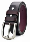 Real Leather Belt Mens Genuine Full Grain Buffalo Leather Jeans Formal Burgundy