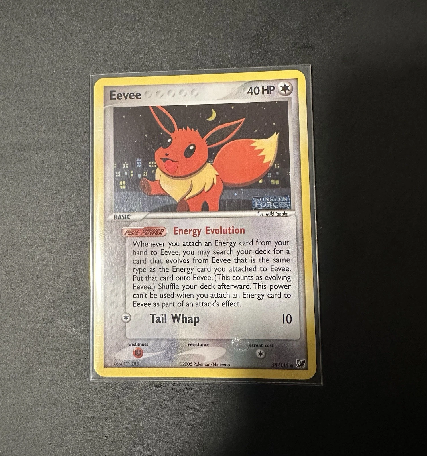 Eevee Reverse Holo Stamped Pokemon Card 55/115 - Unseen Forces NM