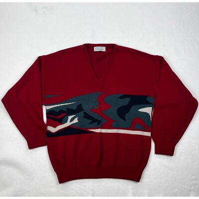 Vintage Stephens Sportswear Sweater Size Medium Red V Neck