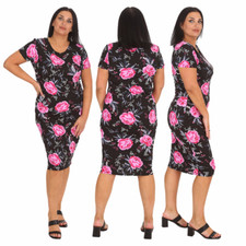 Nouvelle Collection Plus Size Women Rose Print Bodycon Fit Casual Wear Dress