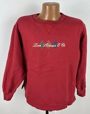 Vintage 90s Y2K LEVIS Sweatshirt L Red Embroidered Logo Boxy Fit V-stitch Grunge