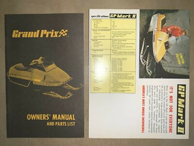 1971 Boatel Grand Prix Snowmobile 400cc models Owner's Manual & Brochure_NOS OEM