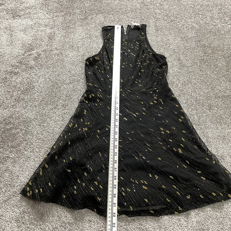 Vestido BCBGeneration Línea A Mujer 4 Negro con Manchas Doradas Lentejuelas Midi Cremallera Foto 2 de 4