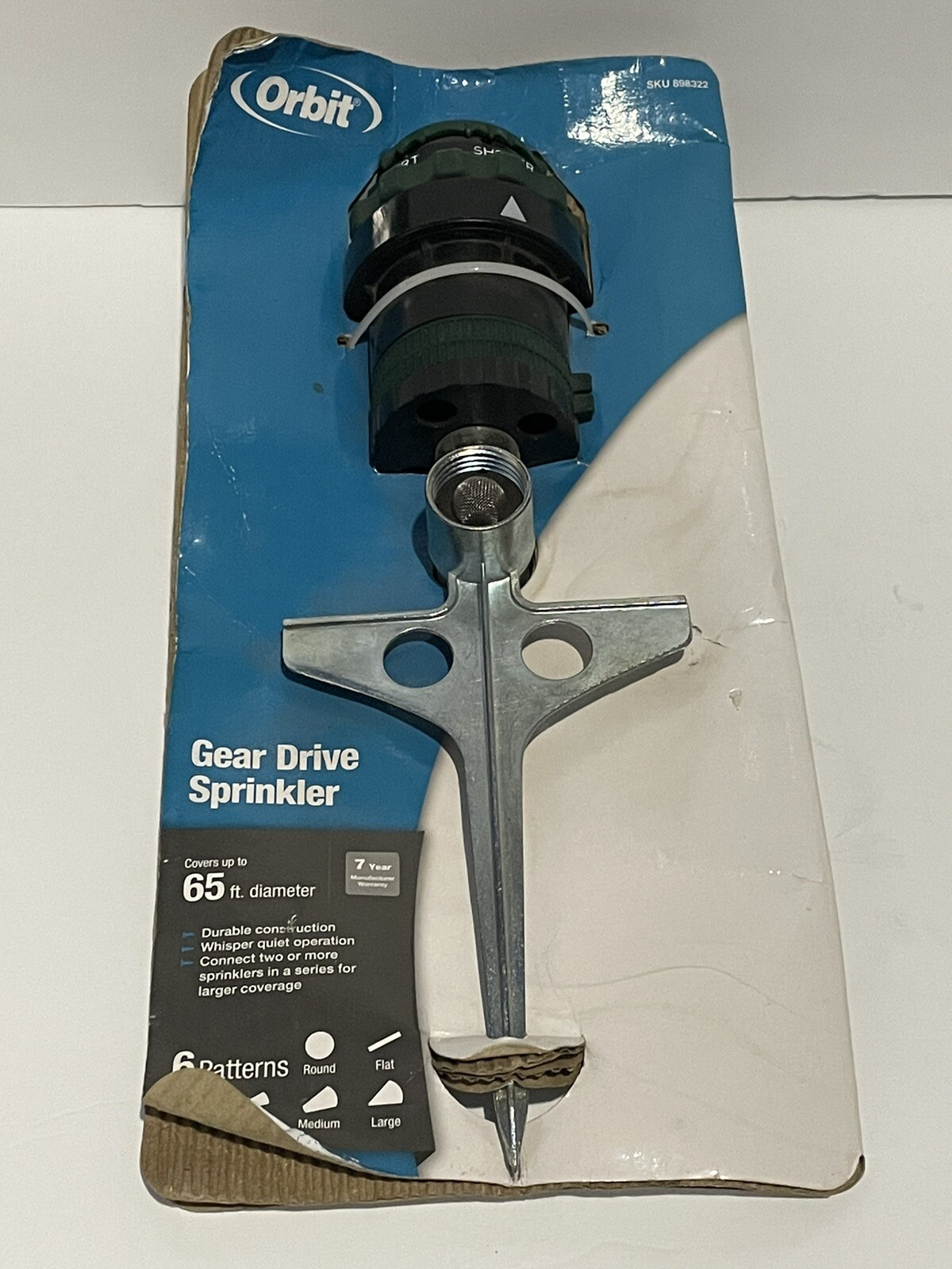 Orbit Gear Drive Sprinkler 65ft Spray Diameter 6 Patterns for sale  