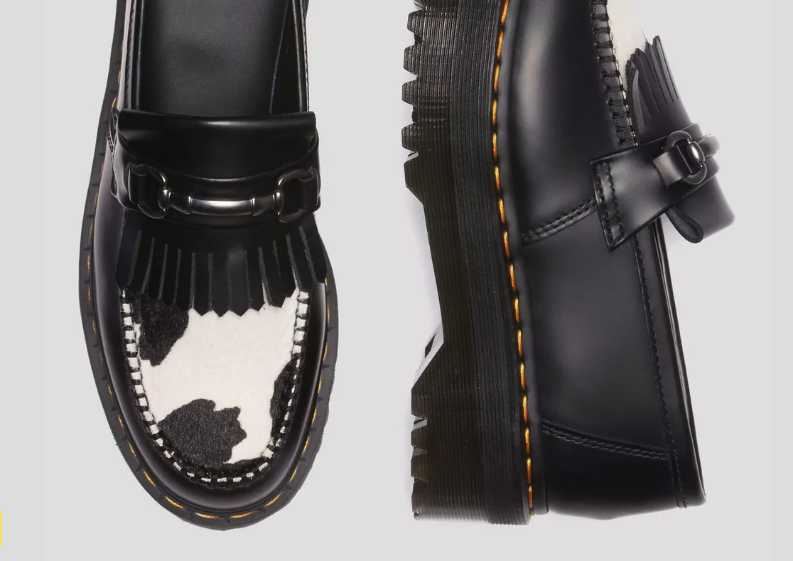DR. MARTENS ADRIAN SNAFFLE HAIR-ON COW PRINT PLATFORM LOAFER MSRP